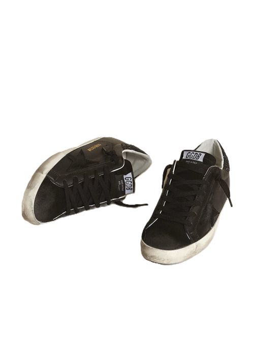 golden goose Super-Star Donna in nappa nera con stella in suede nero e talloncino in glitter neri Golden Goose | GWF00101F00346390100